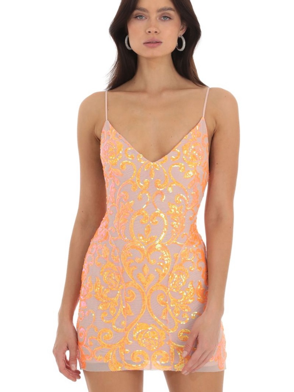 Lucy in the Sky Pink and Orange Sequin Mini Dress